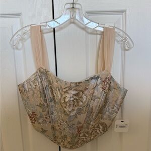 Altar'd State Cream Brocade Corset Top